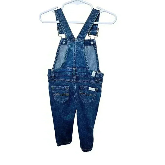 7 for All Mankind Girls Denim Overalls Distressed Skinny Jeans Kids Size 18M EUC - Picture 3 of 6